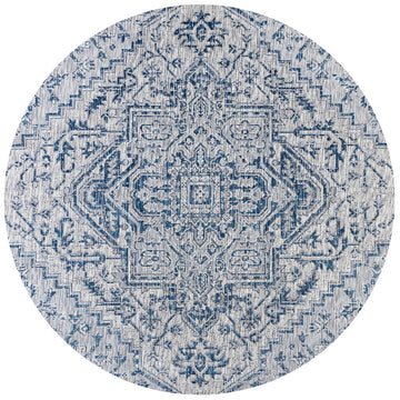 Estrella Bohemian Medallion Textured Weave Indoor/outdoor Round Rug